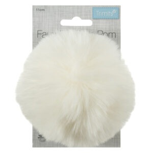 Large 11cm Faux Fur Pom Pom Cream