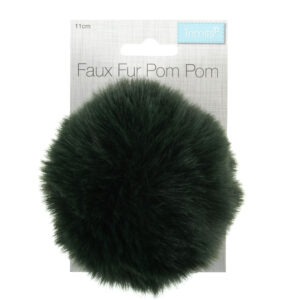 Large 11cm Faux Fur Pom Pom Dark Green