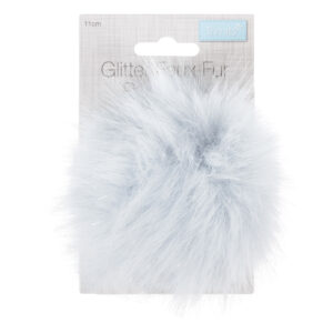 Large 11cm Faux Fur Pom Pom Glitter Blue