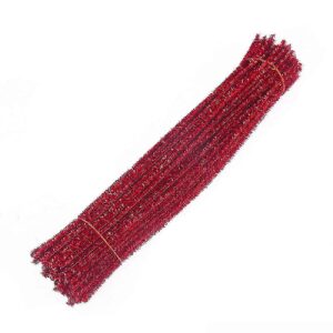Chenille Pipe Cleaner red glitter 30cm x 6mm, per piece
