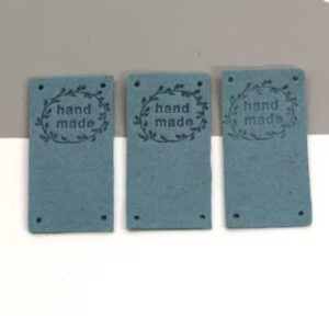 Rectangle 2.5cm x 5cm "Handmade" Label Faux Leather TEAL
