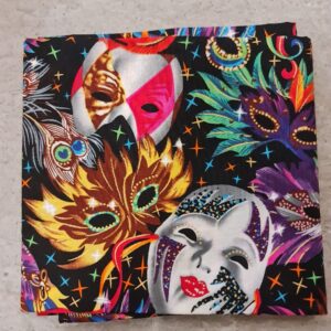 100% Cotton Carnival Multicolour Masks, Pierrot, Feathers - per Fat Quarter
