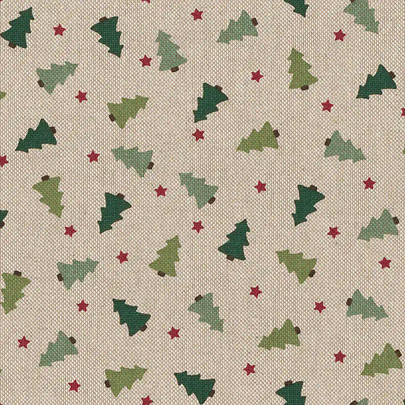 B&B fabrics Cotton rich linen look digital print "Xmas Tree" per 1/2 metre