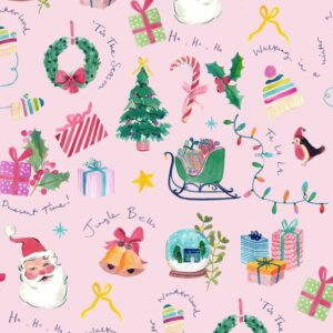 Jingle Bells Marshmallow BG020 by bluebellgray for Lewis and Irene per 1/4m