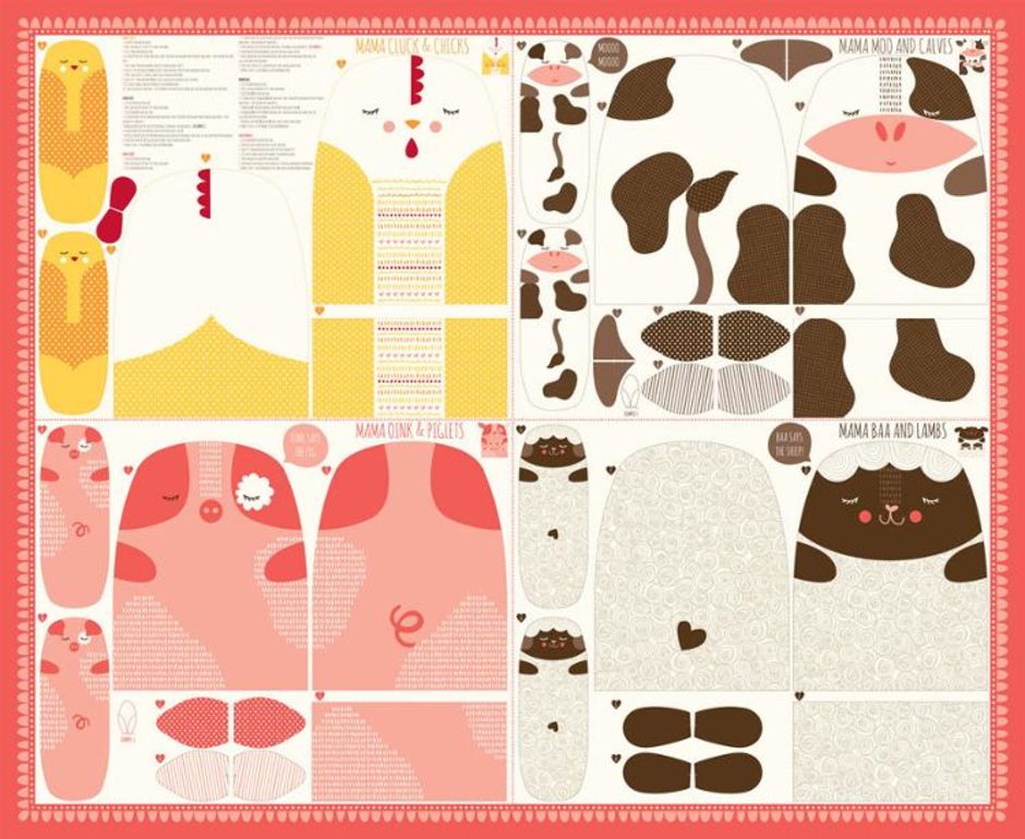 Farm Fun Panel - Stacy Test Hsu for Moda - Mama Baa and Lambs, chicks, pigs