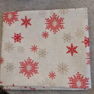 + 'Scandi 3 Snowflakes - Red and Taupe' by Makower UK per Fat Quarter