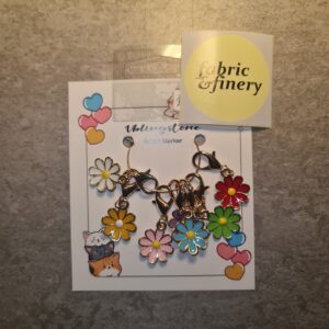 Stitch Markers Set of 6, Flowers various colours, Carabiner Hooks