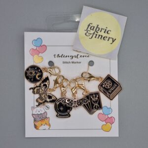 Stitch Marker Set of 6 - Witchy Spell Book, Tarot Cards and Bat