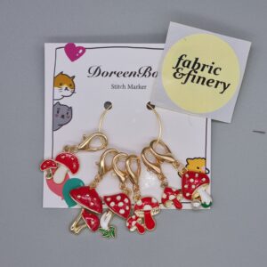 Stitch Marker Set of 6 - Red Mushroom Toadstools