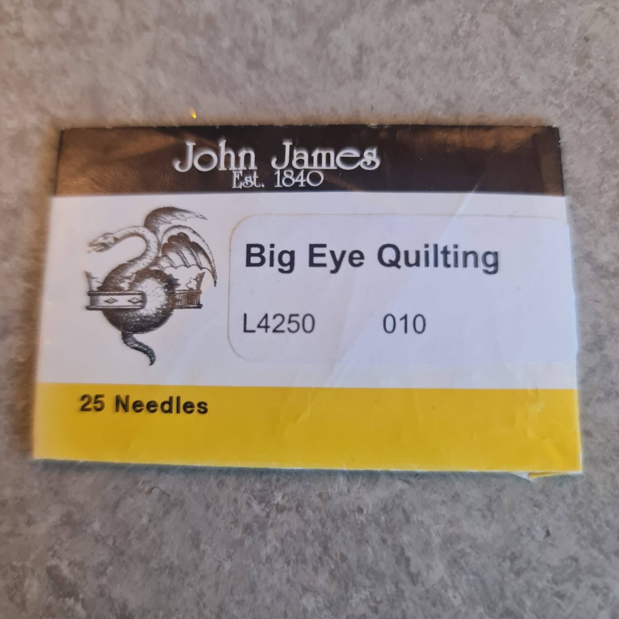 John James Big Eye Quilting pack of 25 needles