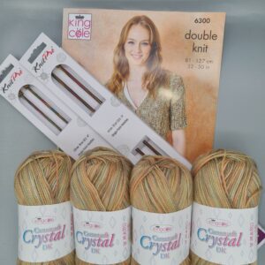 Premium King Cole Cottonsoft Crystal DK V Neck Cardigan Knitting Kit - with Luxury Knit Pro Symfonie wooden needles