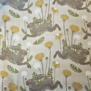 Spring Rabbits Square Table Cloth 100% Cotton - Beige background
