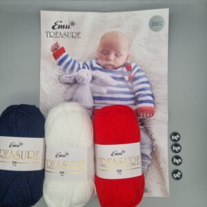 * Emu Treasure Baby sweater knitting kit with pattern 2002 Navy*