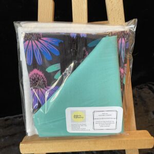 Tabbed Zip Pouch Kit with full instructions Echinacea print *