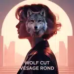 wolf cut visage rond avec frange rideau