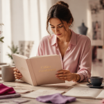 cahier de tendance sur table en studio lumineux