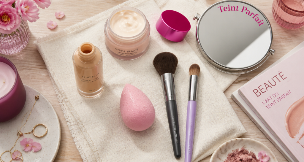 comment appliquer le fond de teint sur plan de travail maquillage