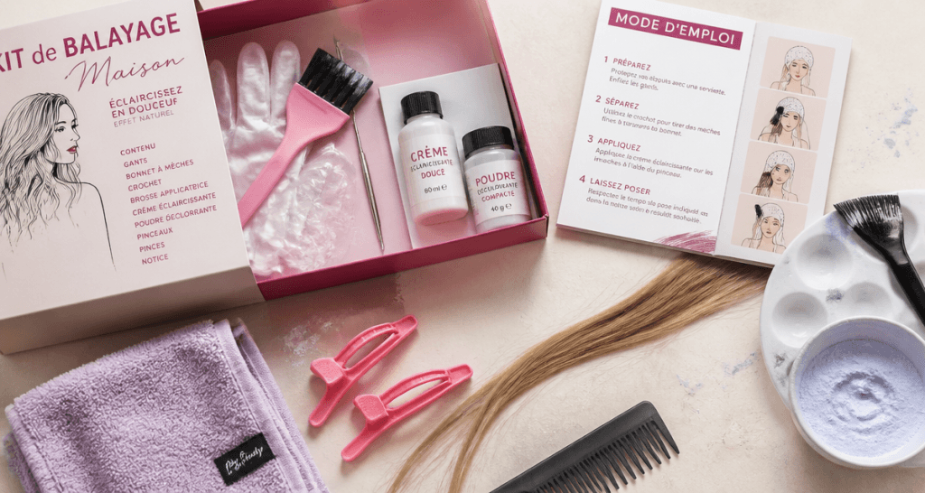 meilleur kit balayage maison flat lay