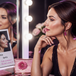 rhinoplastie avant et apres femme devant miroir