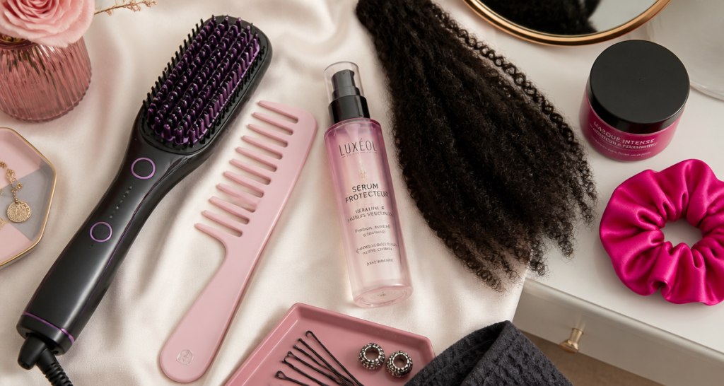 brosse lissante cheveux crépus avec accessoires