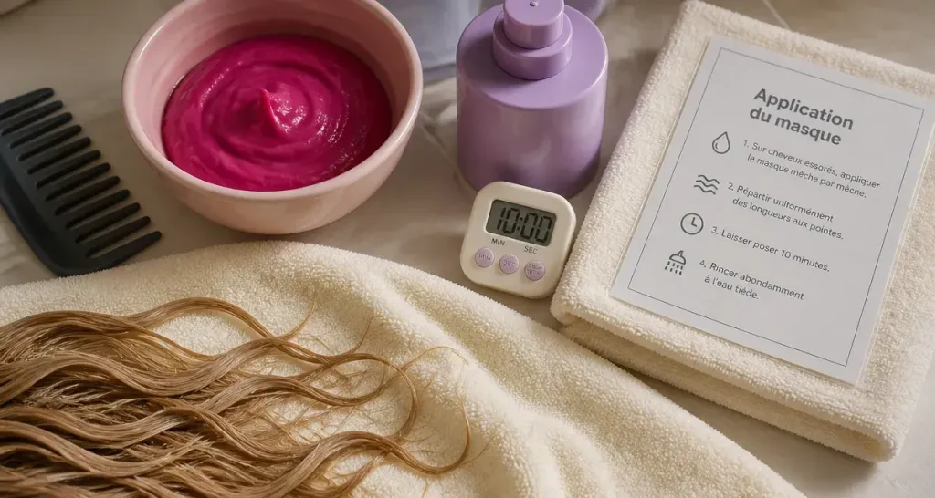 Comment utiliser un masque pour cheveux : application sur cheveux humides