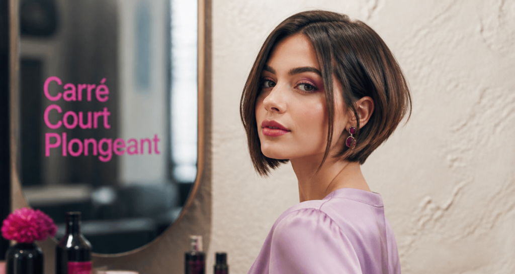 coupe au carré court plongeant femme nuque dégagée