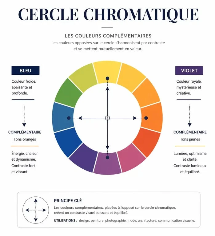 Infographie comparative : choisir entre shampoing bleu et shampoing violet pour neutraliser les reflets