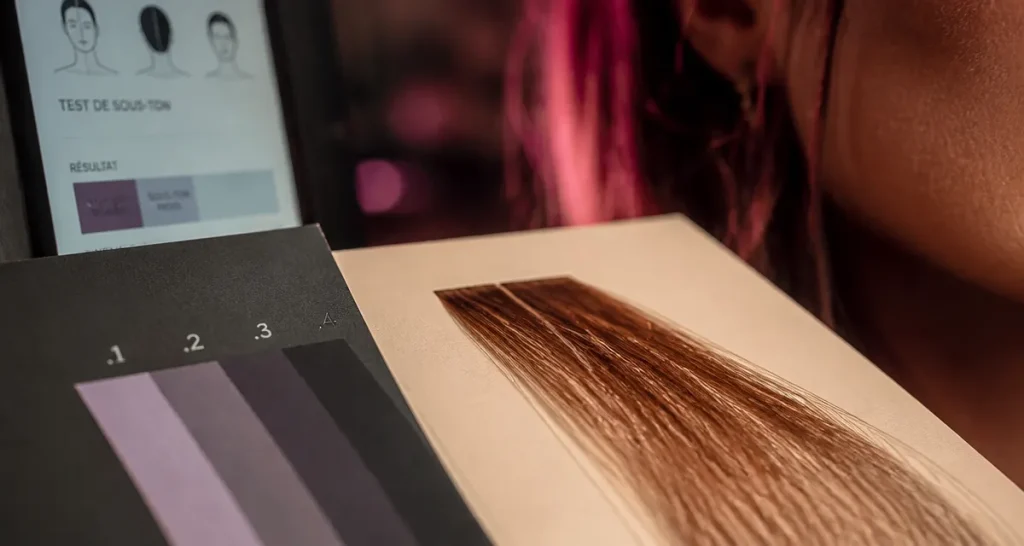Quelle couleur de cheveux : mèche test sous-ton et nuancier