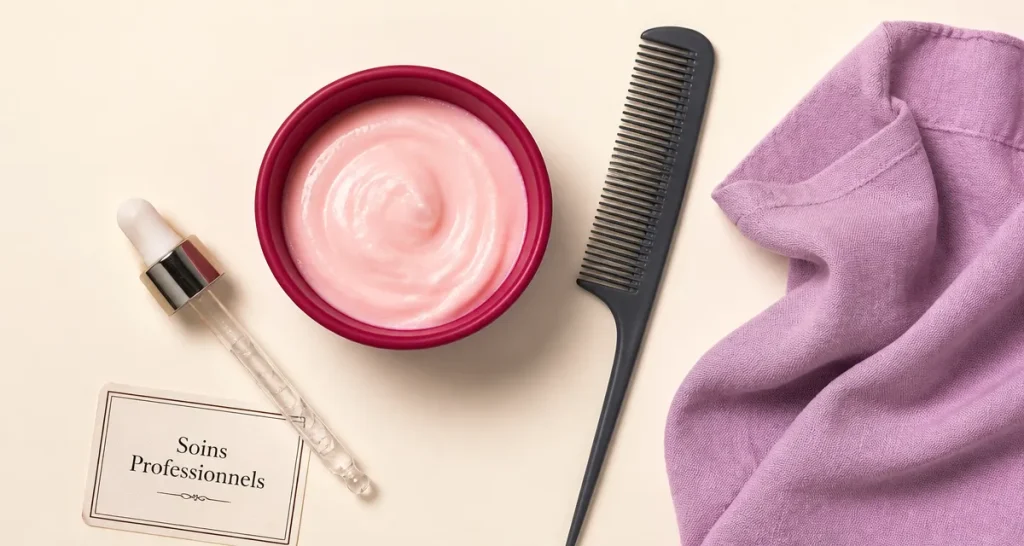 Soin cheveux coiffeur en salon, restauration fibre capillaire