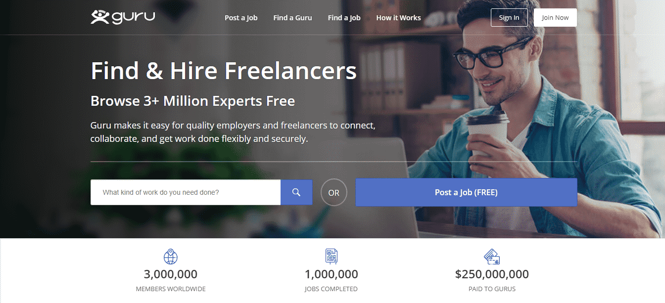 Guru freelance copywriter variety of projects