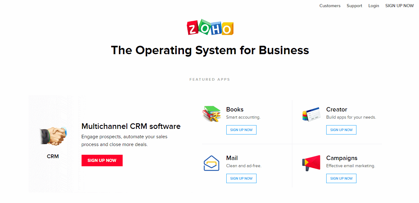 Zoho AI-powered customer management software