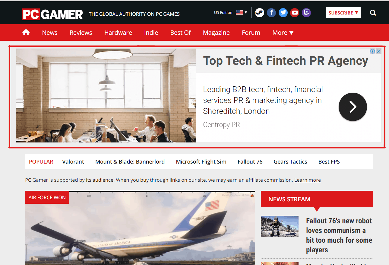 pc gamer advertisements
