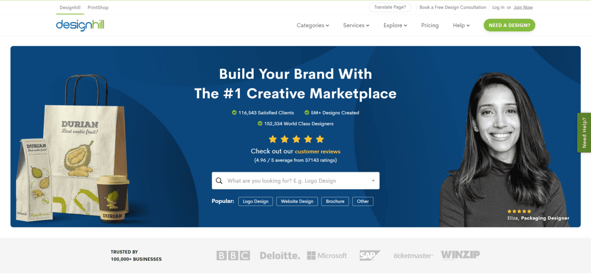 Designhill AI and human graphic design platform