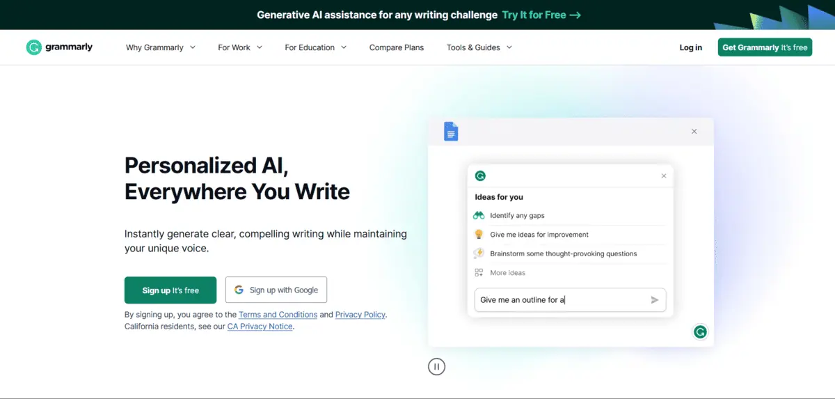Grammarly AI grammar and editing tool for students
