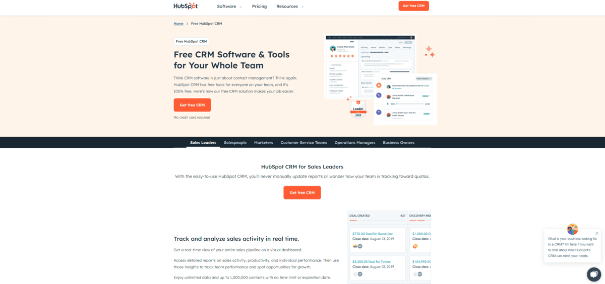 HubSpot CRM best free contact management software
