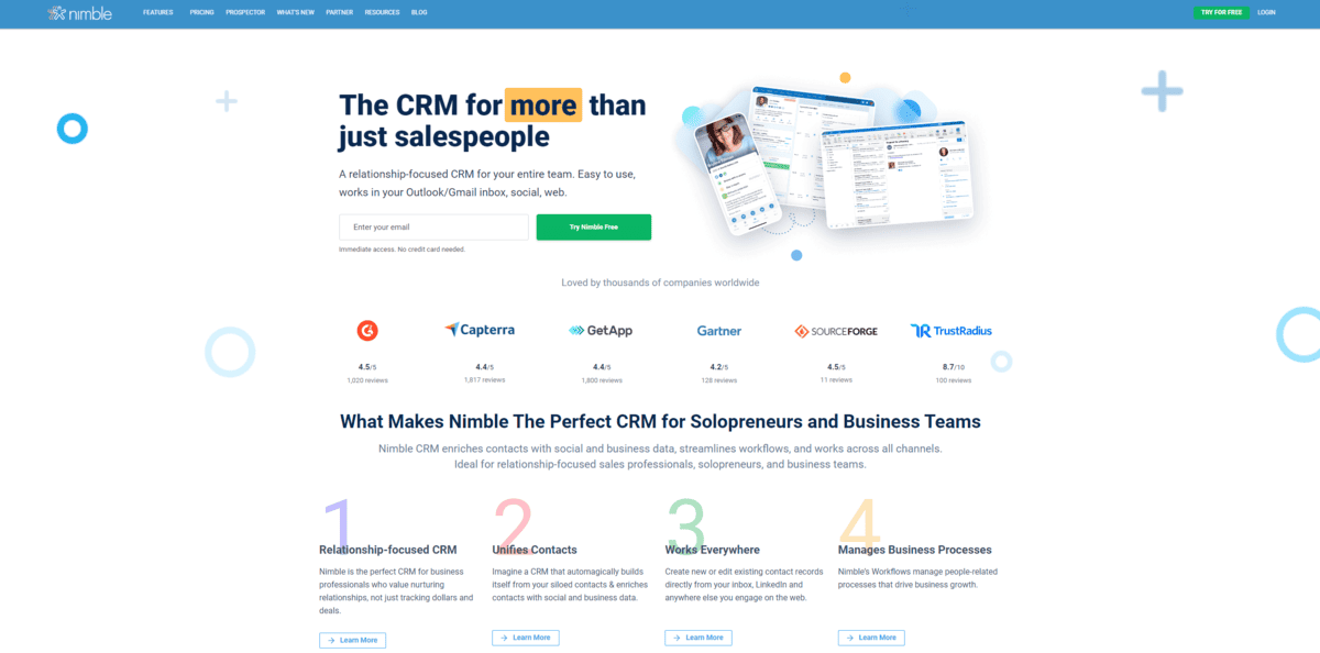 Nimble best for prospecting contact management
