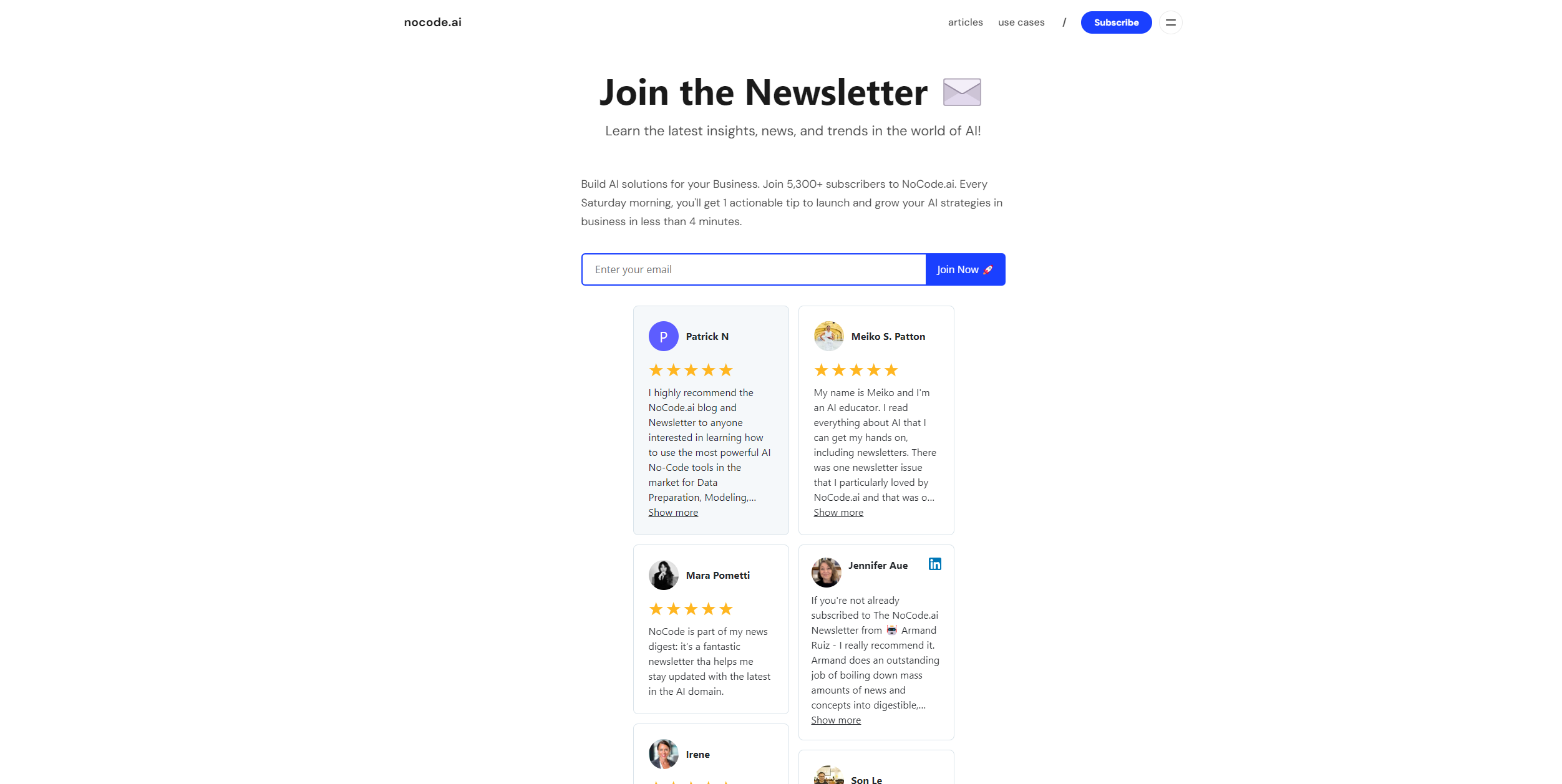 NoCode AI newsletter