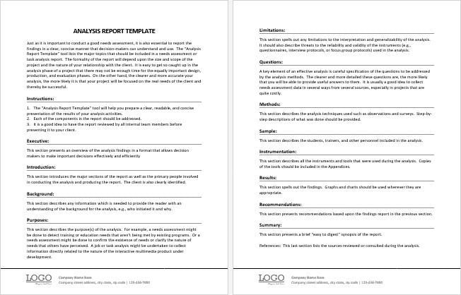 Analytical reports