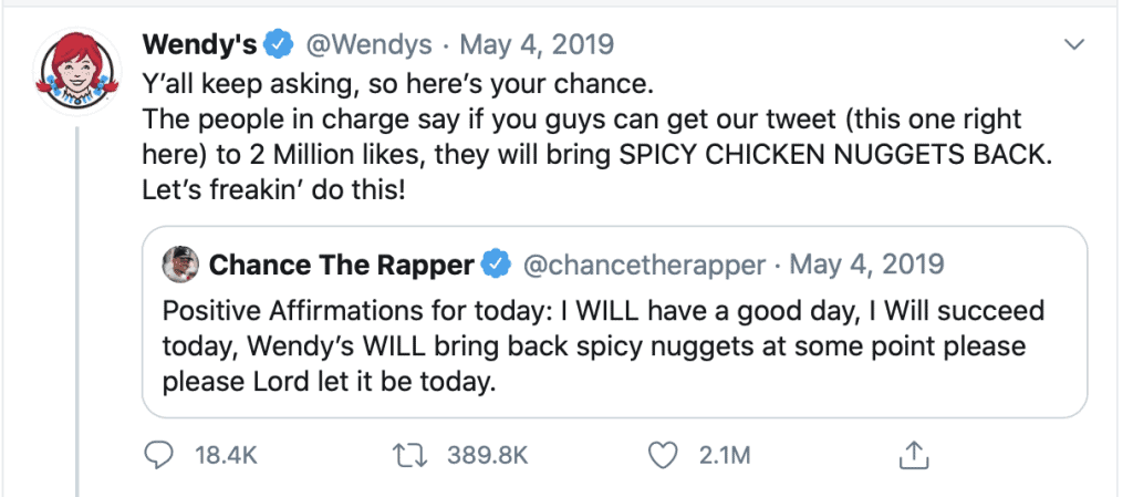 Wendyโs Tweet