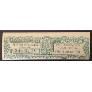 Precinta 50 gr. de Café Importación Tueste Natural 1958