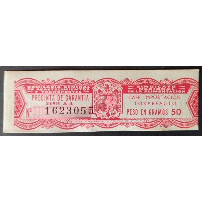 Precinta 50 gr. de Café Importación Torrefacto 1958
