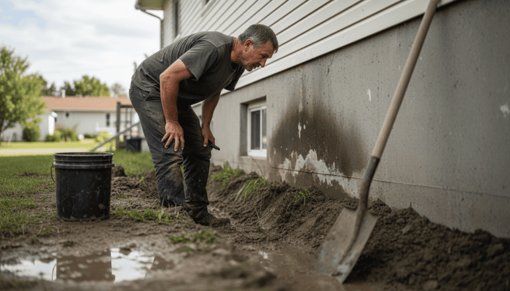 Vérification du drain français mis à nu lors de travaux résidentiels à Brossard