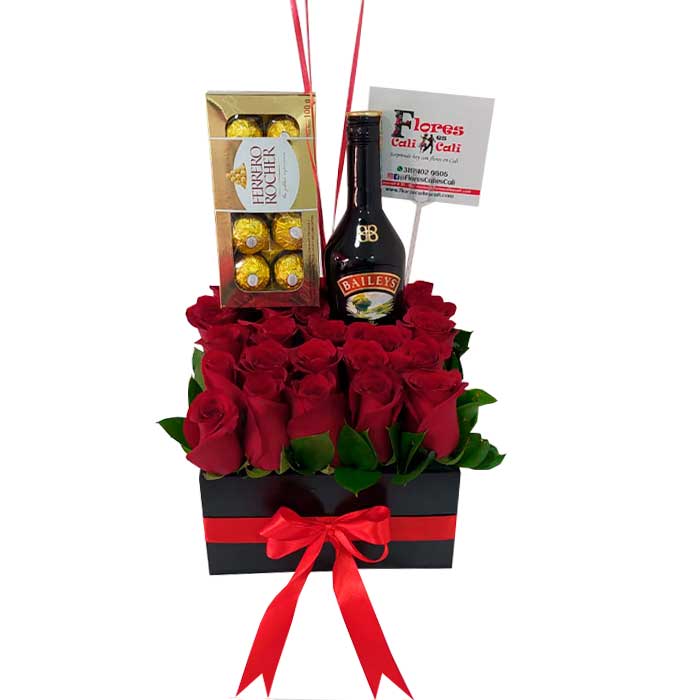 Caja-de-Rosas-con-Chocolates-y-Bailys-floristerias-en-cali