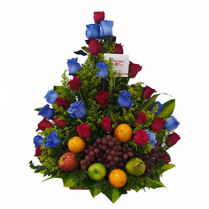 Frutero-Rosas-rojas-y-Azules-Floristeria-en-cali