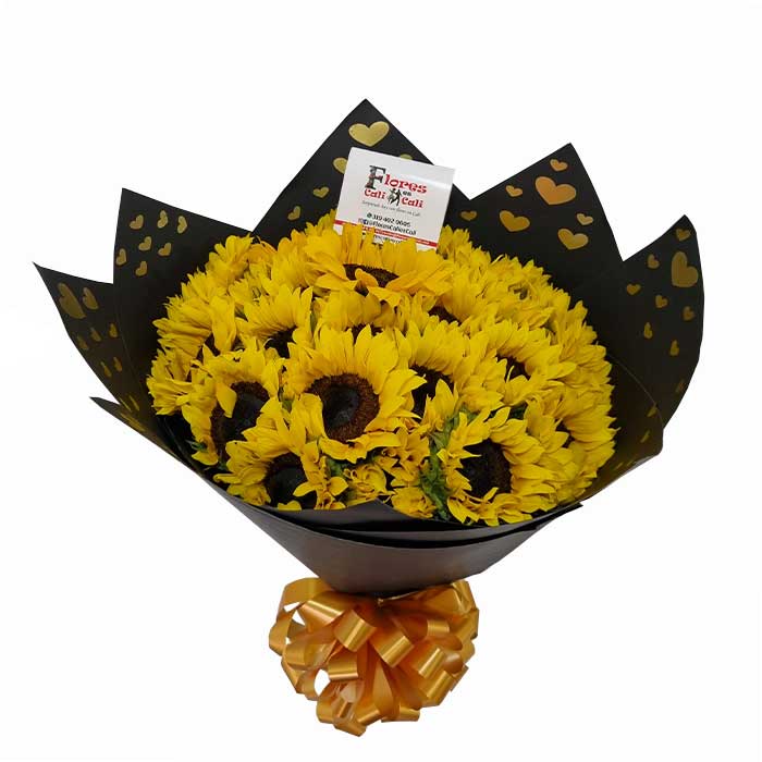 Ramo-Buchon-con-Girasoles-floristeria en cali