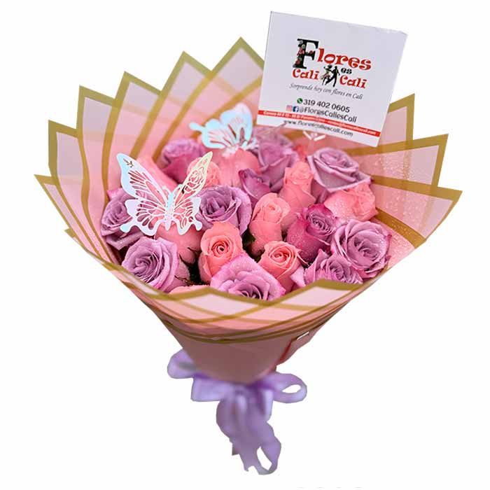 Ramo de Rosas rosadas y lilas Hermoso en Cali a Domicilio