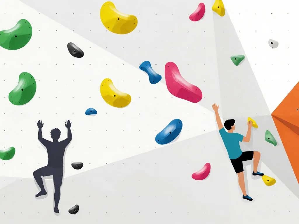 escalade pris salle, différentes prises sur mur d’escalade