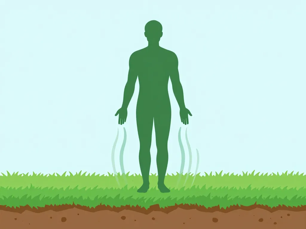 Diagramme grounding bienfaits corps humain pieds nus énergie