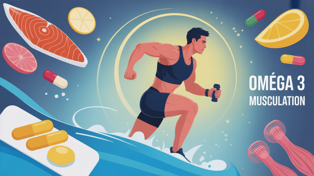 omega 3 pour musculation visuel stylisé athlète performance