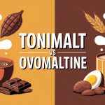 tonimalt ou ovomaltine bol et mug illustration comparative